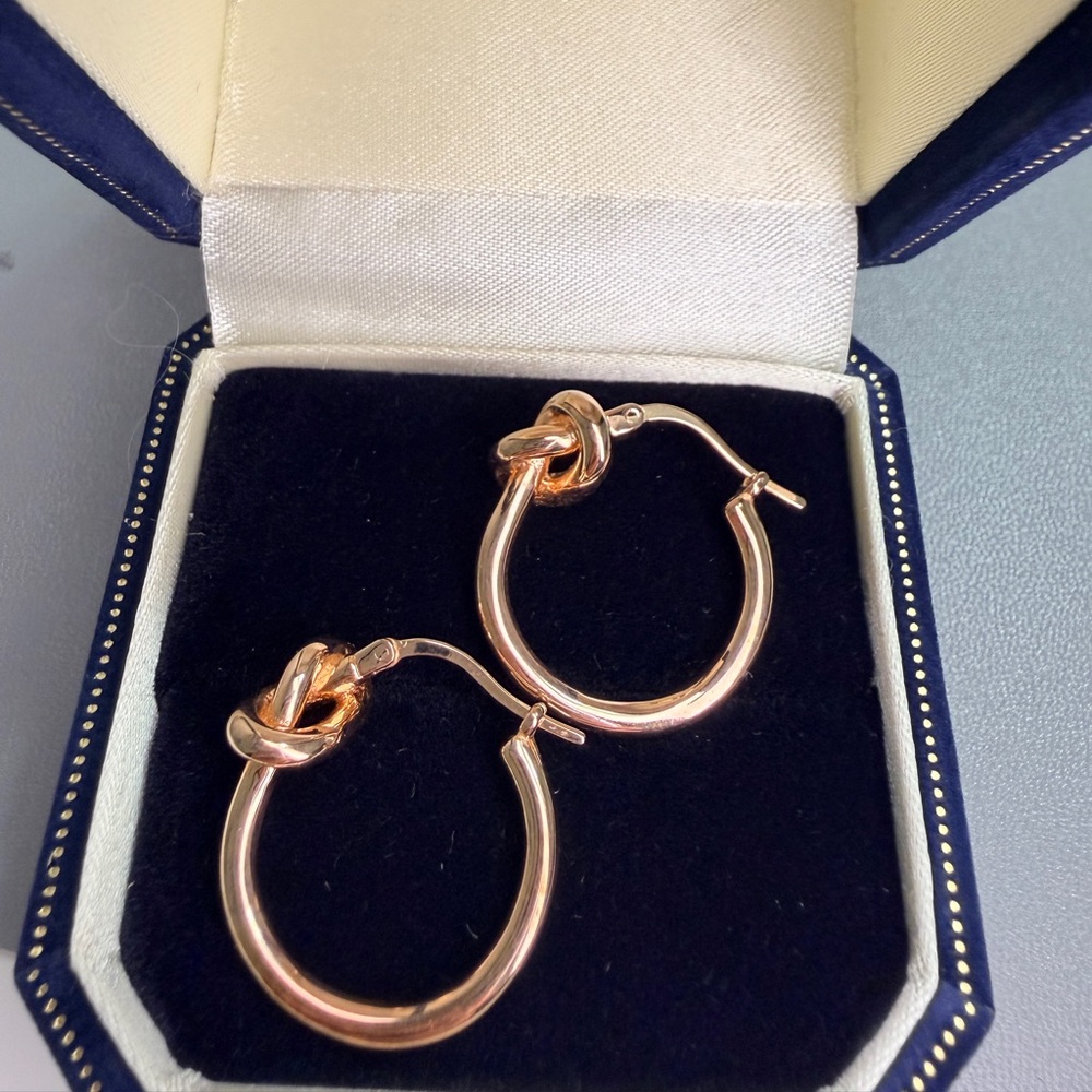 Elegant Rose Gold Knot Hoop Earrings